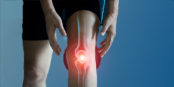 picture of man's knee with graphic x-ray affect